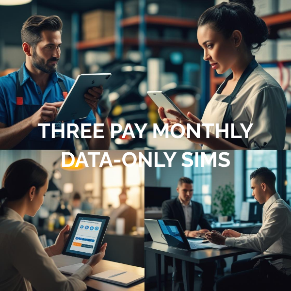 Three Pay Monthly SIM Cards - Data Only