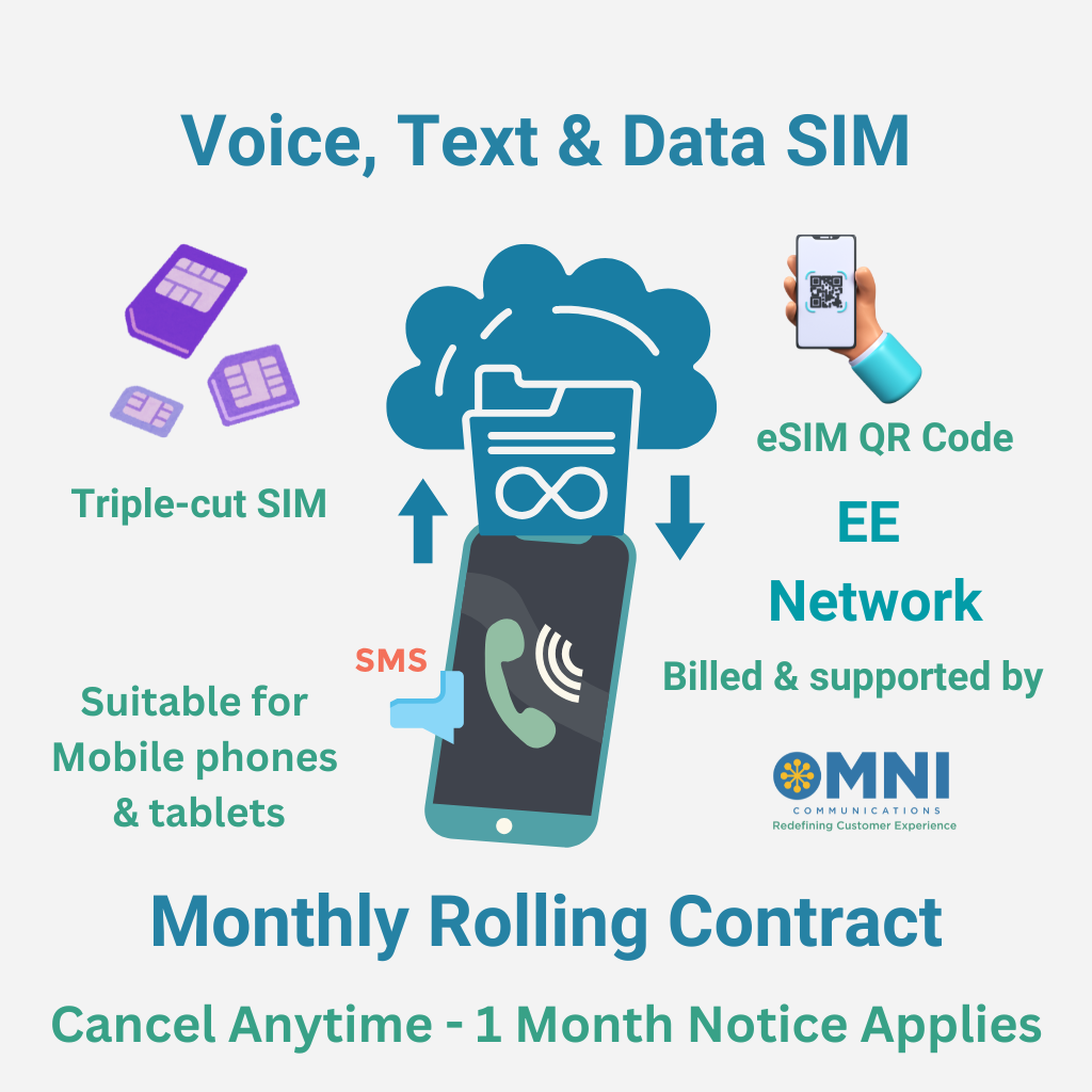 OmniCall Infinity-E (EE) - Pay Monthly Voice, Text & 5GB Data SIM - Monthly Rolling Contract