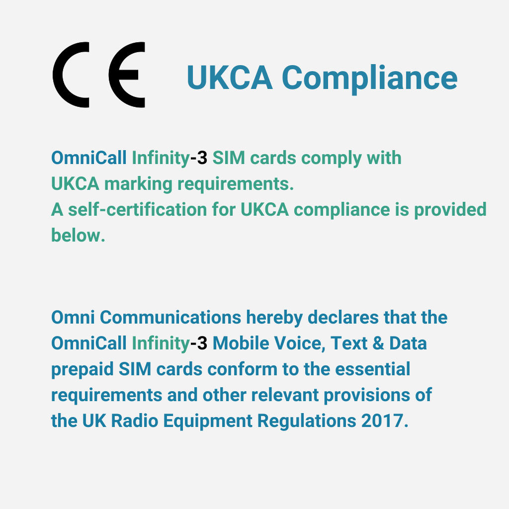 OmniCall Infinity-3 (Three) - Prepaid Unlimited Voice, Text & Data SIM - 12 Months