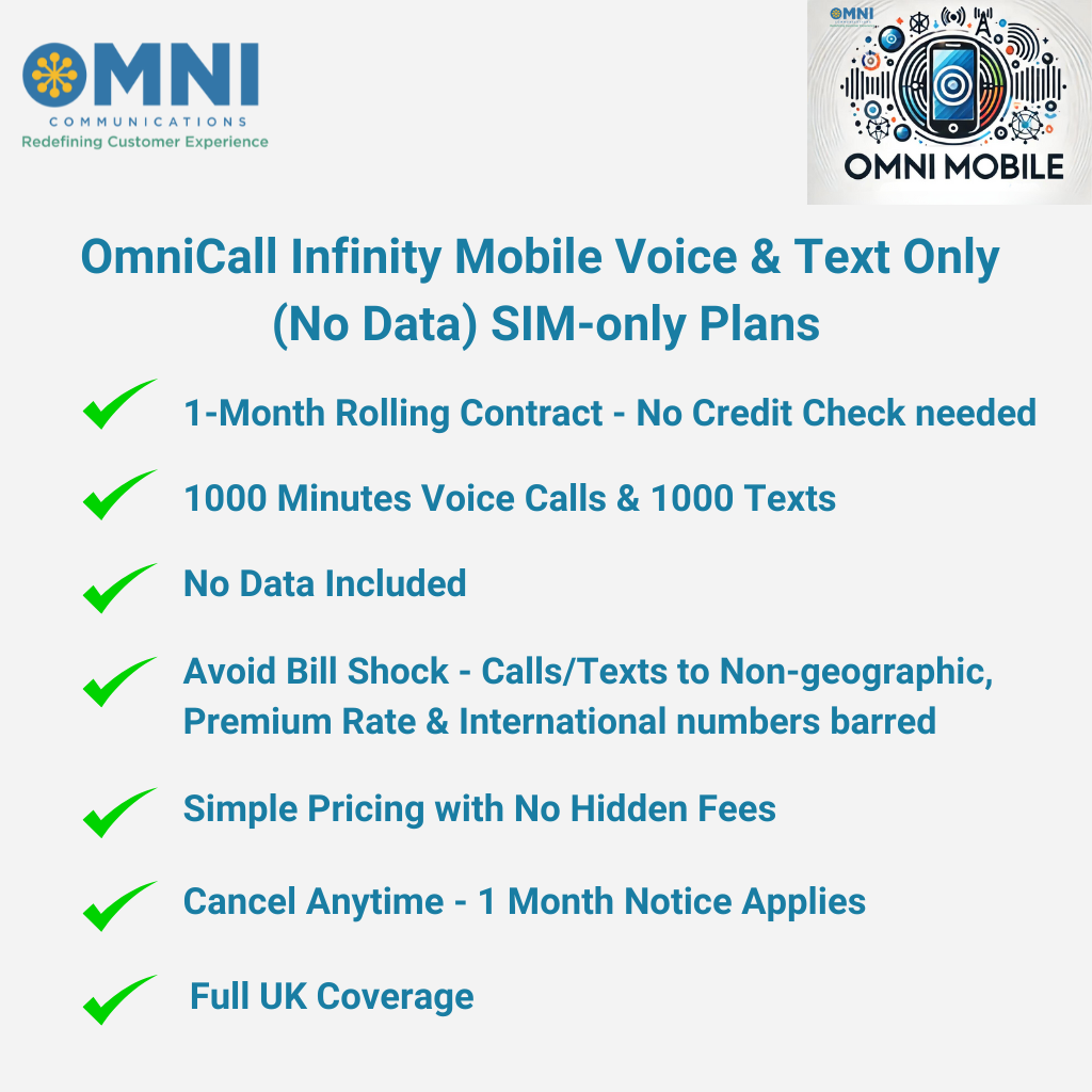 OmniCall Infinity-E (EE) - Pay Monthly Voice & Text-only SIM - Monthly Rolling Contract