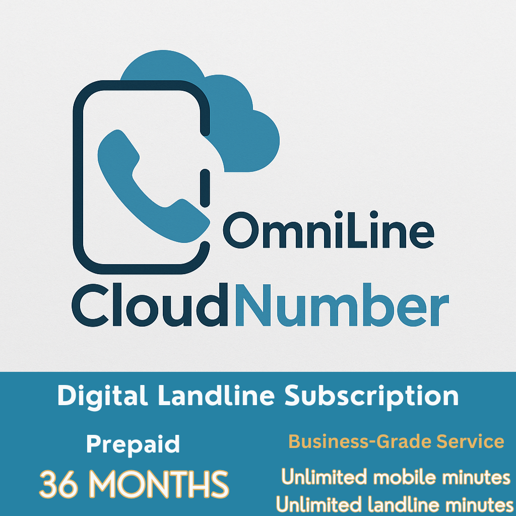 OmniLine CloudNumber - Prepaid VoIP Digital Landline Subscription (App-only, single device) - 36 Months (Fixed Term)