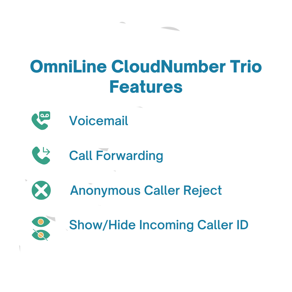 OmniLine CloudNumber Trio - Prepaid VoIP Digital Landline Subscription (App-only, three devices) - 36 Months (Fixed Term)