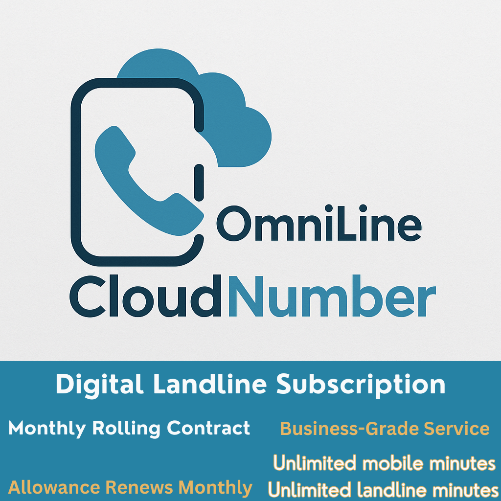 OmniLine CloudNumber  - Pay Monthly VoIP Digital Landline Subscription (App-only, single device) - Monthly Rolling Contract