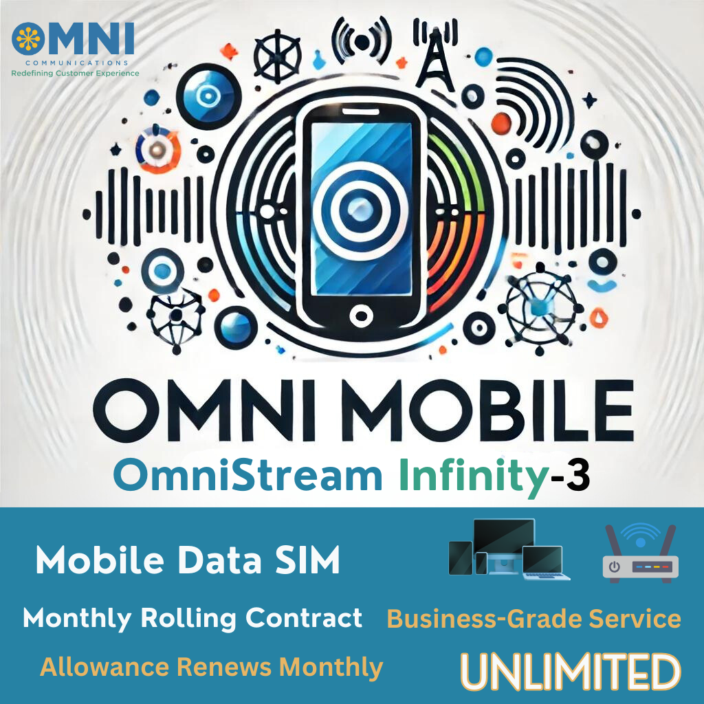 OmniStream Infinity-3 (Three) - Pay Monthly Unlimited Data SIM - Monthly Rolling Contract