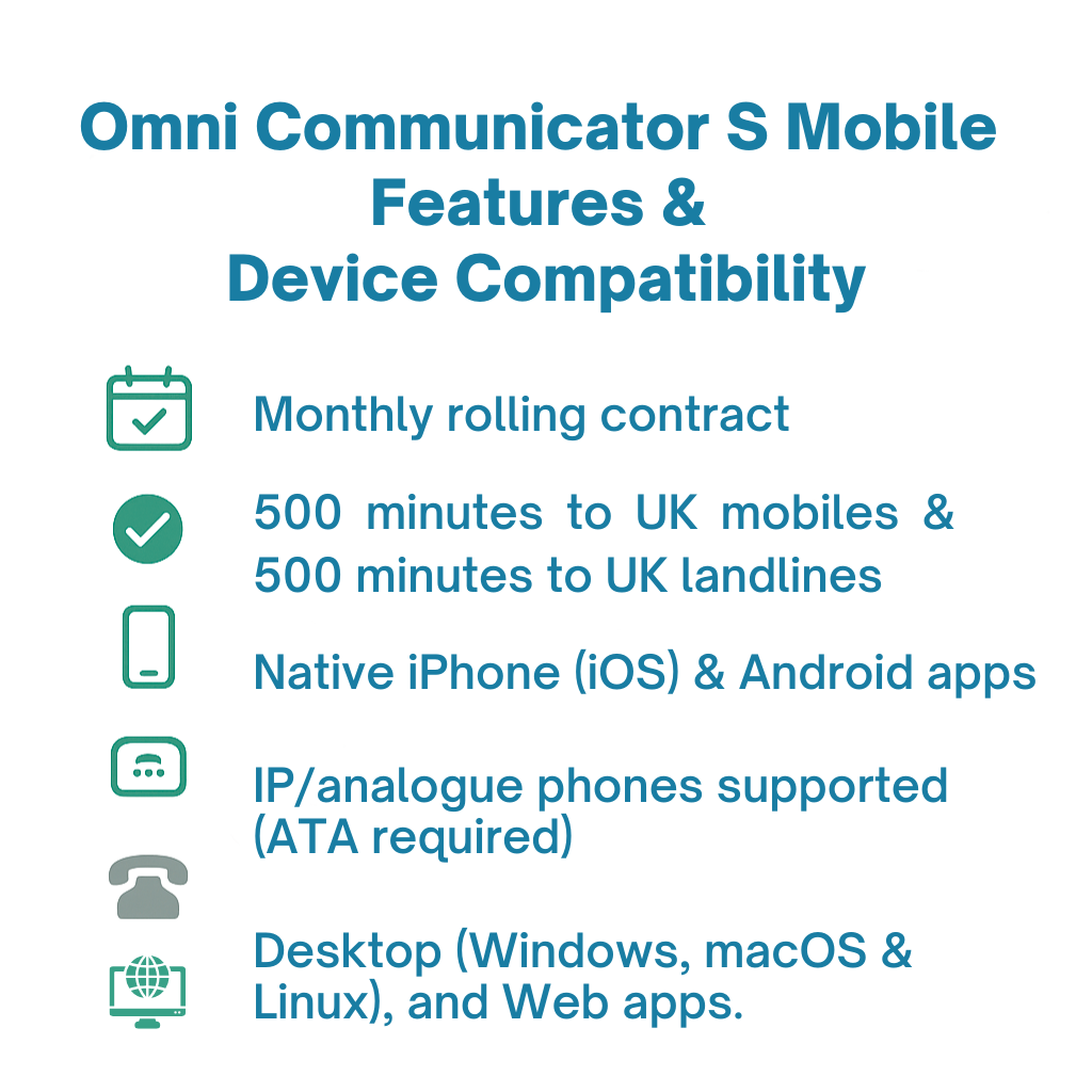 Omni Communicator S Mobile – Pay Monthly Cloud Mobile & Phone System – Monthly Rolling Contract
