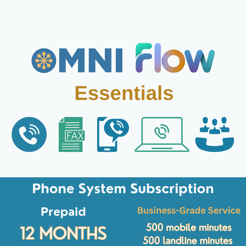 Omni Flow Essentials - Prepaid Cloud (VoIP) Phone System Subscription (Mobile, PC, Mac, Web & Deskphones) - 12 Months (Fixed Term)