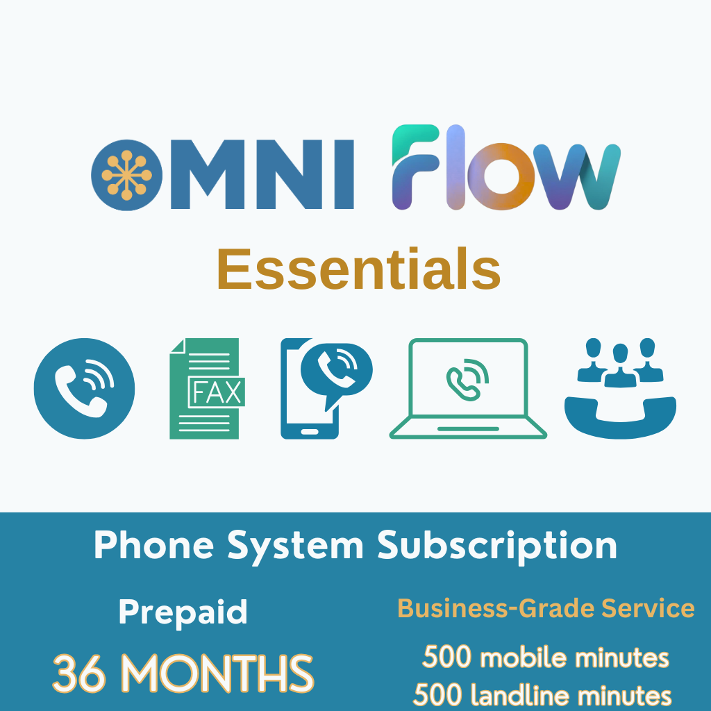Omni Flow Essentials - Prepaid Cloud (VoIP) Phone System Subscription (Mobile, PC, Mac, Web & Deskphones) - 36 Months (Fixed Term)
