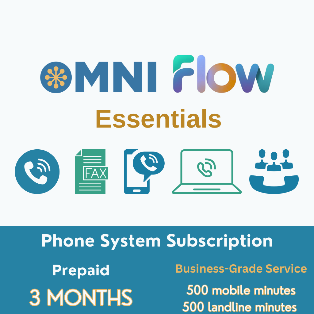 Omni Flow Essentials - Prepaid Cloud (VoIP) Phone System Subscription (Mobile, PC, Mac, Web & Deskphones) - 3 Months (Fixed Term)