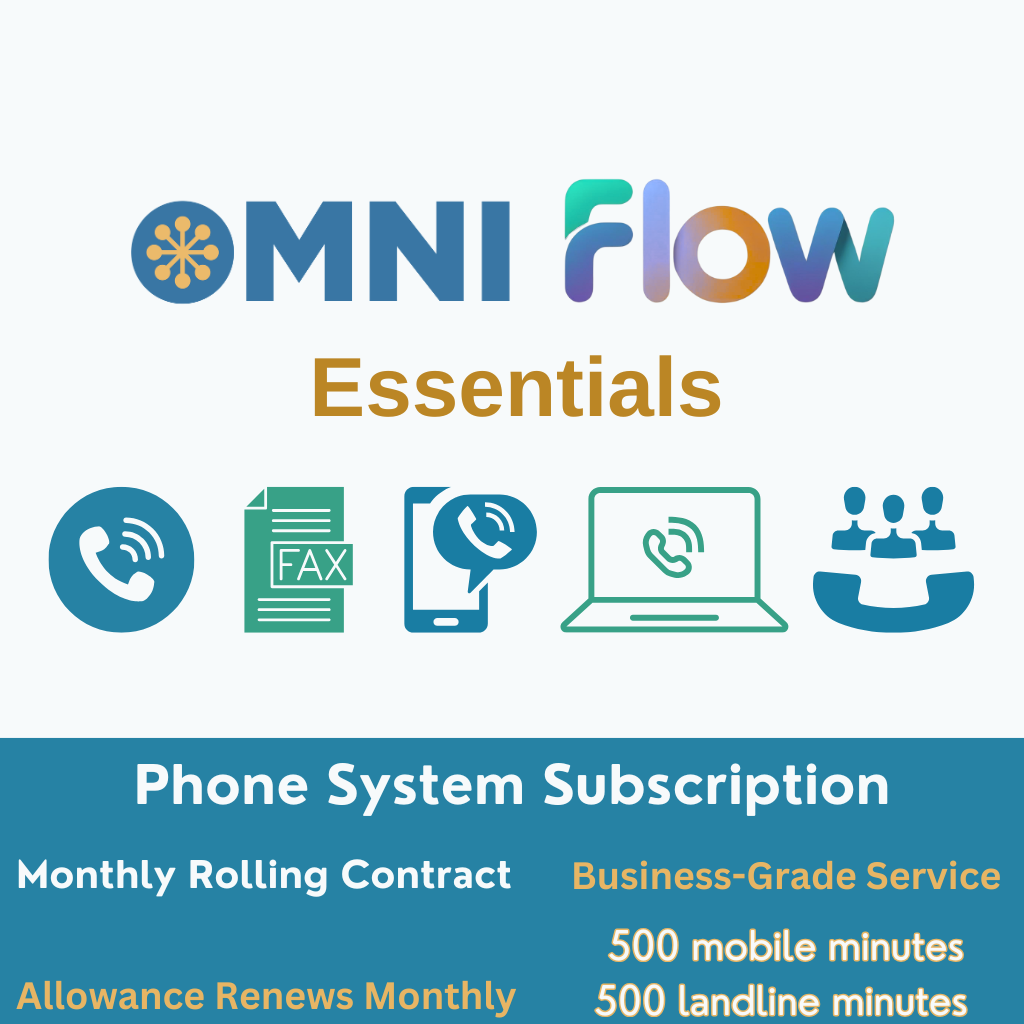Omni Flow Essentials - Pay Monthly Cloud (VoIP) Phone System Subscription (Mobile, PC, Mac, Web & Deskphones) - Monthly Rolling Contract